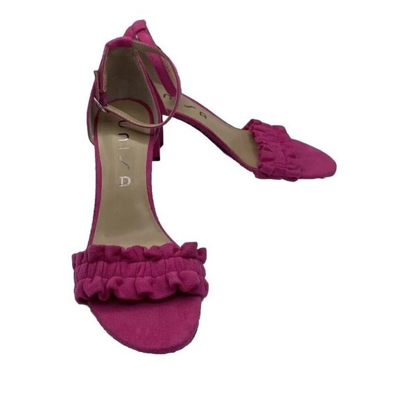 Unisa UnDiara  Sandals Pink Fuchsia Ruffle Ankle Strap Heel Barbie BratzSz 6.5 M - Picture 1 of 16